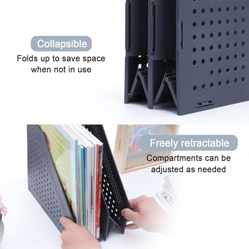 Fretonba Collapsible 2-Compartment Magazine File Holder - Dark Gray