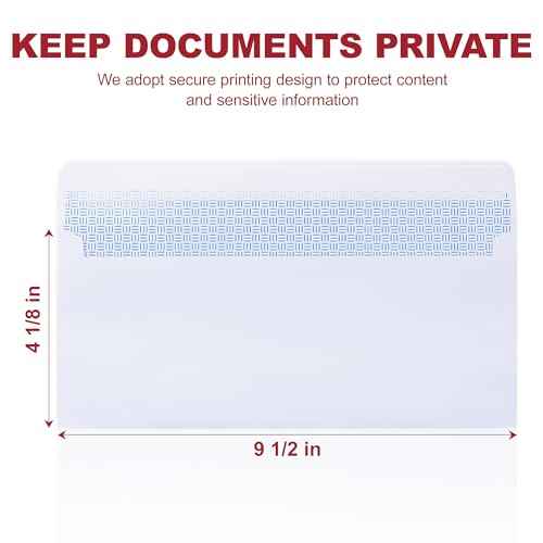 Zzrywuty #10 Letter Size Mailing Envelopes for Business, 60pcs Self Seal Windowless Security Envelopes 4-1/8 x 9-1/2 Inch White 24LB Paper