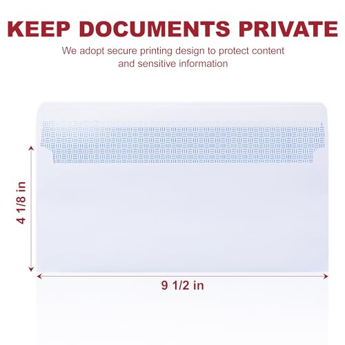 Zzrywuty #10 Business Envelopes 60 Pack Self-Seal Windowless Security 4-1/8 x 9-1/2 Inch White