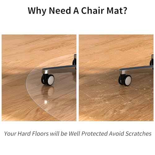 WASJOYE Office Chair Mat for Hard Floor, 48" Round Transparent Hard Floor Protector Home Floor Mat for Computer Desk Rolling Chair