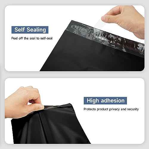 KKBESTPACK 100 Pcs 12x15.5 Poly Mailer Envelopes Shipping Bags Self Adhesive Waterproof Bags (Black), 12 x 15.5