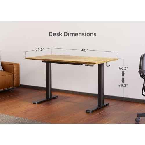 Claiks Standing Desk with Drawers, 48 x 24 Inches Electric Standing Desk Adjustable Height, Sit Stand Up Desks Computer Workstation, Rustic Brown