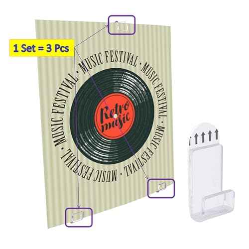 Antilope 6 Sets 18Pcs Vinyl Record Wall Mount Display Holder No Screws, Self Adhesive Clear Acrylic Vinyl Record Hangers Shelf for Album Covers Display and Home Wall Decoration -Single LP