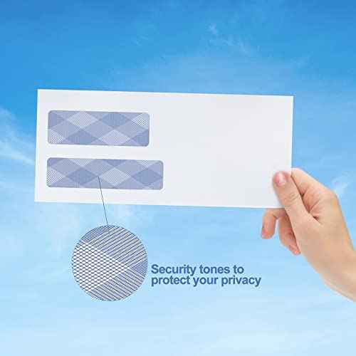 750#10 Security Envelopes, PANDRI NO.10 Self-Seal Double Window Envelopes Designed for QuickBooks Invoices, Business Statements & Documents - Number 10 Size 4 1/8 Inch X 9 1/2 Inch - 24 LB