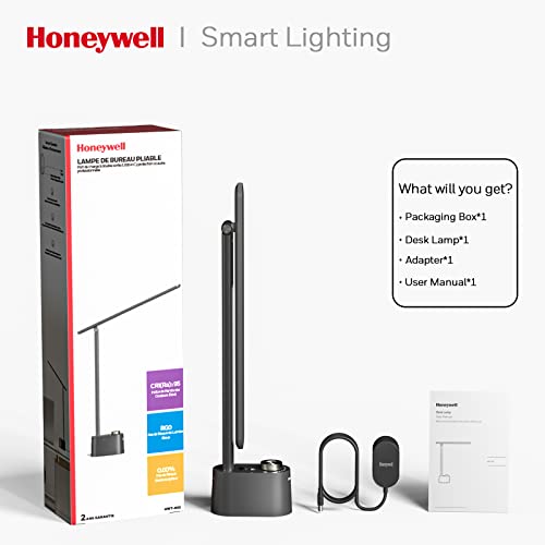 Honeywell HWT-H01 LED Desk Lamp Black, Foldable & Dimmable with USB Charging