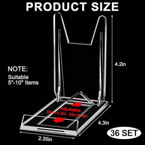36 Pack Acrylic Book Stand for Display Adjustable Clear Display Holder Easel Collector Stand for Home Office Back to School Comic Album CD Magazine Postcard Artworks (4.2 x 4.3 x 2.35 Inch)