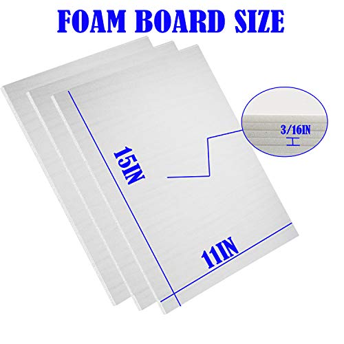 Evadow 20-Pack White Foam Core Boards 11x15in 3/16in Thick for Art & Signage