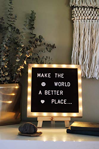 PMPX Black 10x10 Light-Up Letter Board with Stand & 340 Letters Emojis - Custom Signs