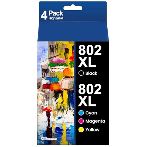 802XL Ink Cartridges Combo Pack Remanufactured for Epson 802 Ink cartridges 802 XL T802 T802XL for Epson Workforce Pro WF-4740 WF-4730 WF-4720 WF-4734 EC-4020 EC-4030 (Black, Cyan, Yellow, Magenta)