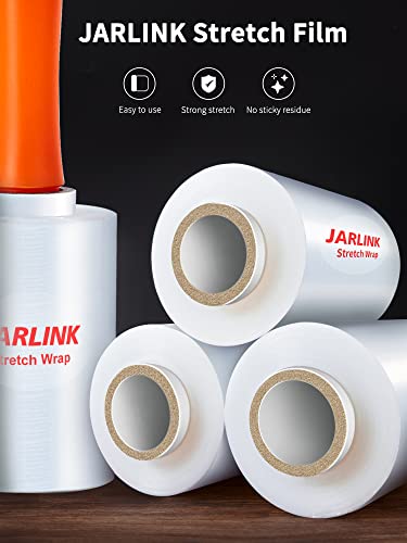 JARLINK 5" x 1000ft Plastic Stretch Wrap Roll with Handles - 4 Pack