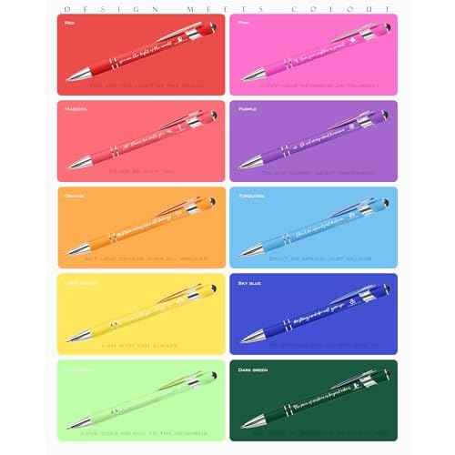 Christian Pens 2-in-1 Stylus & Bible Verse Pens, Black Ink, 50-Pack, Modern, Unisex, Office, Medium Point, Aluminum, Rainbow Theme, Retractable, Smooth Grip, Adult, Note Taking & Writing