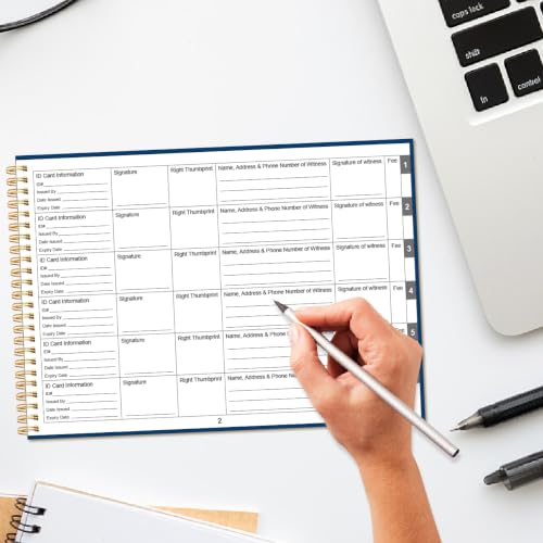 Blue Notary Journal Log Book - Hardcover, 140 Pages, 420 Entries, 100gsm Paper, 10 x 7 in - Tuun Fuplan