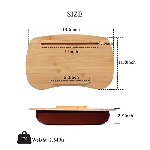 SUMISKY Lap Desk-Portable Laptop Table with Bamboo Platform Phone Holder (M(18.5"x11.8"))