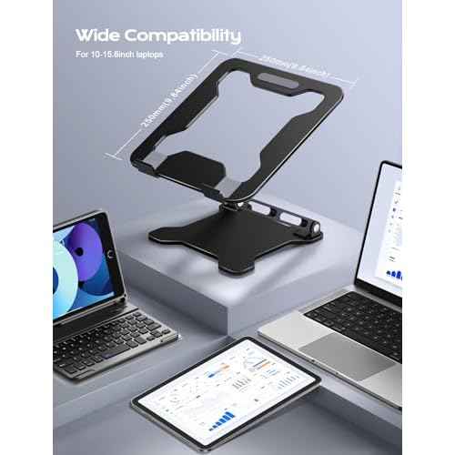 Adjustable Laptop Stand for Desk, Metal Foldable Laptop Riser, Ventilated Cooling Bracket, Ergonominc Computer Notebook Stand for Desk Compatible with 10-15.6¡° Laptops