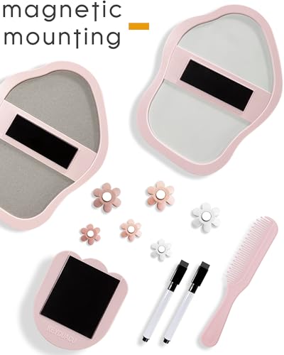 KEYDUACU 12 Pcs Pink Locker Accessories Set - Mirrors, Whiteboards, Magnets & Organizers for Girls, School & Office Use (Variation: 12 Pcs-Pink)
