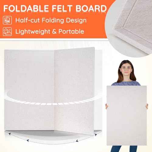 DOLLAR BOSS Large Bulletin Board 60" x 36" Foldable Felt Cork Board, Decorative Pin Board for Wall 5' x 3' Photo Display Board for Office Home School with 20 Pins, Beige