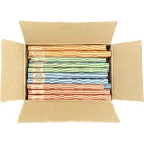 ATLAS Preformed Coin Wrappers - 1008 Count Assorted Coin Roll Wrappers - Penny, Nickel, Quarter, and Dime - Sort Your Loose Change by Hand or use Any Brand of Automatic Coin Sorter (ACW-1008A)