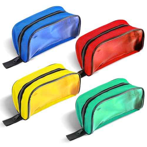 4 Pcs 4 Colors First Aid Kit Bag Empty Medical Kit Accessory Pouches Zippered Portable Travel Medicine Bag with Transparent Window for Home Outdoor Car Supplies - 8.4 x 3 x 4 Inch