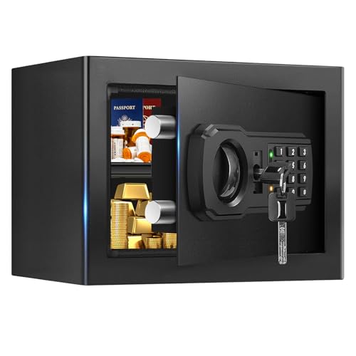 0.8 Cubic Small Safes for Home Use, Digital Security Home Safe Box with Programmable Keypad, Removable Shelf and Spare Keys, Anti-Theft Money Safe Steel Lock Box for Document Medicine Valuables