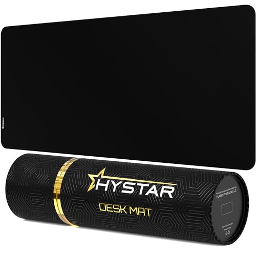 Hystar¢ç Extended Gaming Mouse Pad | XXL 36" x 16" | 5mm Thick, Waterproof Surface, Smooth Polyester Fabric, and Natural Rubber Base | Classic Black