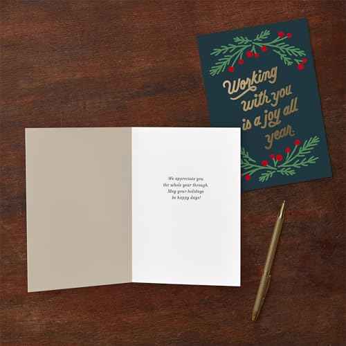 Hallmark Business Christmas Cards ? Holly and Berry Design ? 25 Pack With Envelopes & Gold Seals ? 5x7 Holiday Appreciation Cards for Employees & Customers