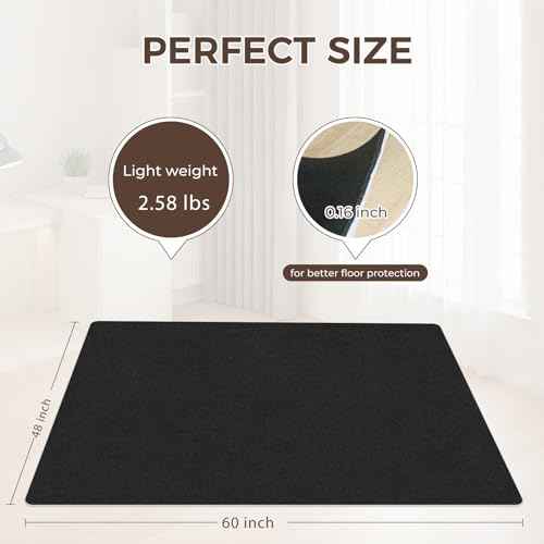 Office Chair Mat for Hardwood Floor, 48" x 60" Desk Computer Chair Mat, Under Desk Rug, Large Anti-Slip Hard Floor Protector for Office Home, Black