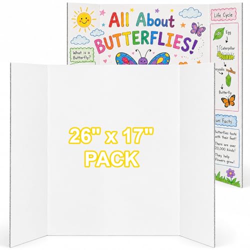 2-Pack 26 x 17 Inch Trifold Poster Boards for Science Fair & Displays