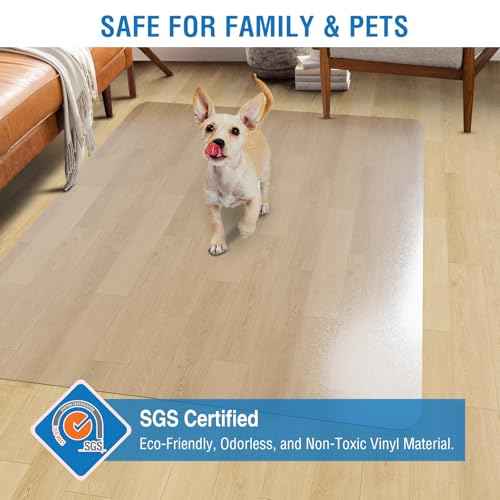 Clear Chair Mat, 48" x 36" Office Chair Mat for Hard Floors, Floor Protector Desk Mat for Gaming, Vinyl Floor Mat for Home Office Kichen Living Room, Clear