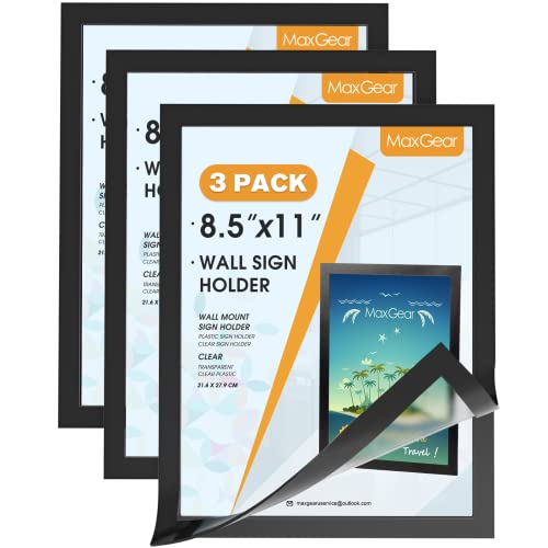 MaxGear 8.5 x 11 Inch Magnetic Sign Holder - 3 Pack for Walls & Display