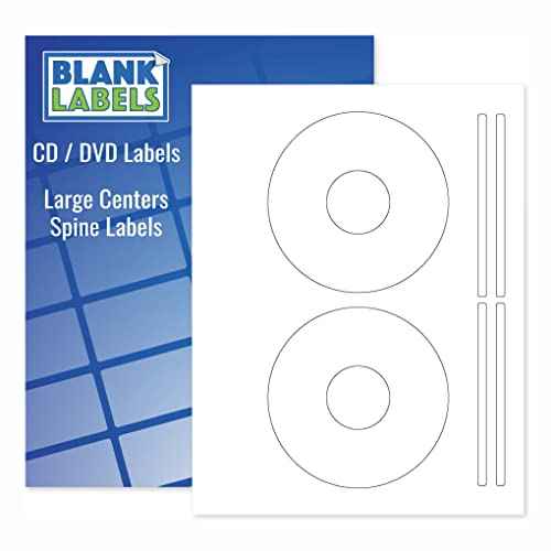 CD/DVD Labels from Blank Labels - Memorex Large Core Compatible - Permanent White Matte - Inkjet and Laser Guaranteed - Easy to Peel - Made in USA - 500 Sheets - 1000 Disc Labels