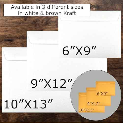 500 Cashier Depot - 6" x 9" Booklet Envelopes, 24 lb White Wove Paper, Gummed Flap, Open Side, 500 Count, Made in USA