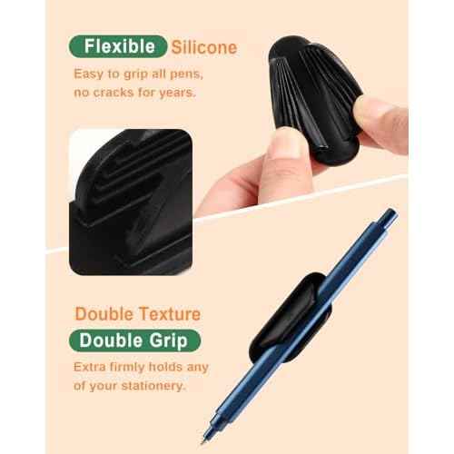 Adhesive Pencil Holders for Desk Set of 10 - Silicone Pen Holder with 15 PCS Upgraded Adhesive Pads - Flexible Pencil Holder for Walls Clipboards, Office Essentials Accessories Teacher Supplies