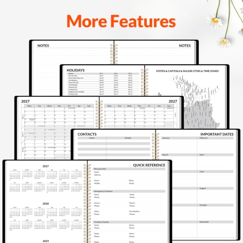 SUNEE 2027 Black Weekly & Monthly Planner 8.5x11 with Tabs, Jan-Dec