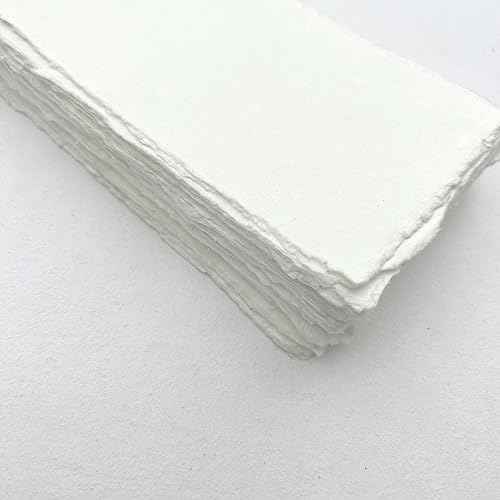 Deckle Papers¢ç Deckle Edges Handmade Cotton Paper Blank Wedding Invitation-Menu Cards, Business Note Cards, Escort Cardstock, Calligraphy, Watercolor Textured -150gsm (Pack of 100) (5x10")
