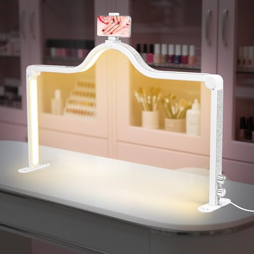 Arch Half Moon Light: Professional 34 inch 420 LED Beads - Nail Lamp for Desk Adjustable Brightness 3 Color Temperature - Foldable Nail Tech Light for Manicure Crafting