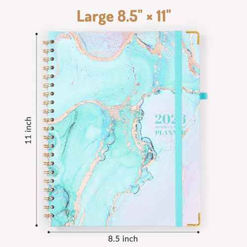 Forvencer 2026 Planner, Weekly and Monthly Calendar Planner for Women, Jan 2026 - Dec 2026, 8.5" x 11", Hardcover Planning Agenda book with Monthly Tabs, Spiral Bound, Inner Pocket, Cute Journal Organizer Notebook for Office School, A4 Size ,Night Flora