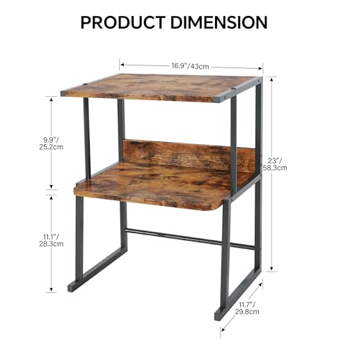 Homeiju Printer Stand for Desk with Storage, 3-Tier Shelves Organizer with Wood Top, Heavy Duty Metal Frame for Home Office, Holds Printer, Books, Supplies, Rustic Brown?