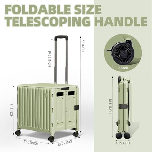 Heavy Duty Rolling Cart for Stairs£ºCollapsible Utility Crate with Wheels & Handle Foldable Tote Box for Toolbox Trade Show Supplies Teachers TODAYGO Mobile Storage Cart with Lid