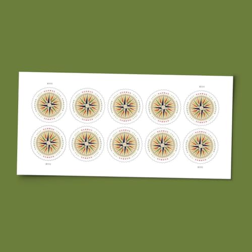 1794 Compass Rose International Postage Stamps - Sheet of 10 USPS