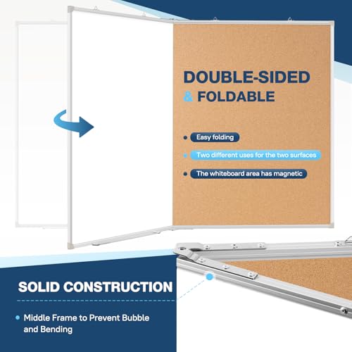 WALGLASS Cork / 48x36 Inch Whiteboard & Cork Board Combo for Wall