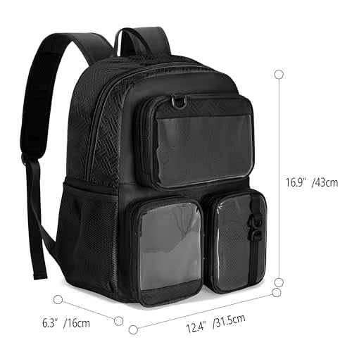 Ita Bag Pin Display Backpack with Insert, Kawaii Aesthetic Backpack with Laptop Sleeve for Cosplay and Concert, Black (Pins NOT Included, Patent Design)