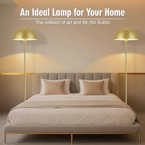 Modern Gold Floor Lamps for Living Room 66Inch, Tall Industrial Floor Lamp, Metal Standing Lamp with Mushroom Dome Shade, Mid Century Loft Corner Reading Lamp for Bedroom Office Nursery Room, NO BULB