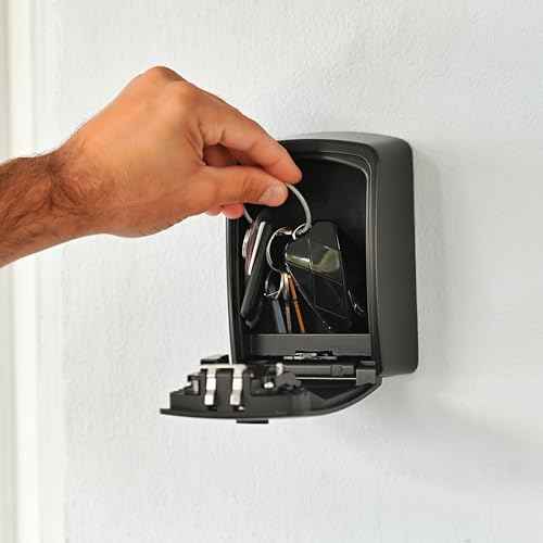 Iron Lock¢ç Key Lock Box XXL Wall Mount for Keys 4 Digit Combination with Resettable Code with A B Switch Extra Large lockbox Indoor Outdoor Waterproof Big Key Lock Box House Spare Keys (XXL, Black)