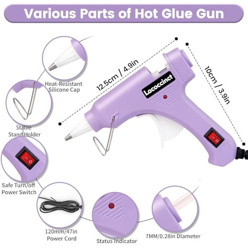 Lacoccinct Light Purple 20W Hot Glue Gun Kit with 30 Glue Sticks