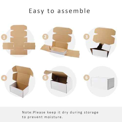 BIOBROWN 6x4x3" 50 Pack Corrugated Cardboard Boxes Small Shipping Box for Packaging Small Business Mailer Mailing White