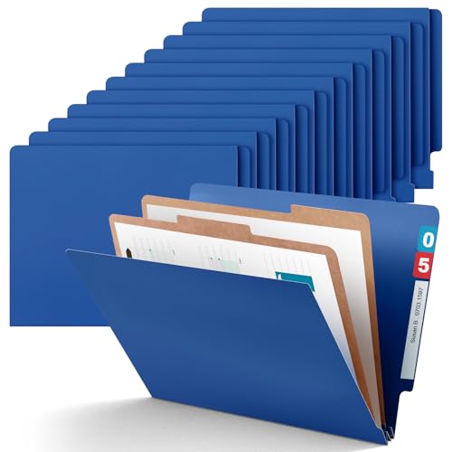 24 Pcs Classification Folders Letter Size, 2 Dividers Pressboard File Folder Bulk with Fasteners, Expanding File Organizer for Teachers, Clergy, Office, Church Christmas Donations(Dark Blue)