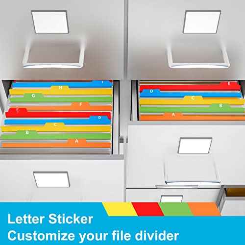 51 Pcs Top Tab File Guides Alphabetic File Dividers Alphabet Sticker, a-z 1/5 Tab Dividers for Office Business Classroom Products, Polypropylene, 11.8 x 10 Inch