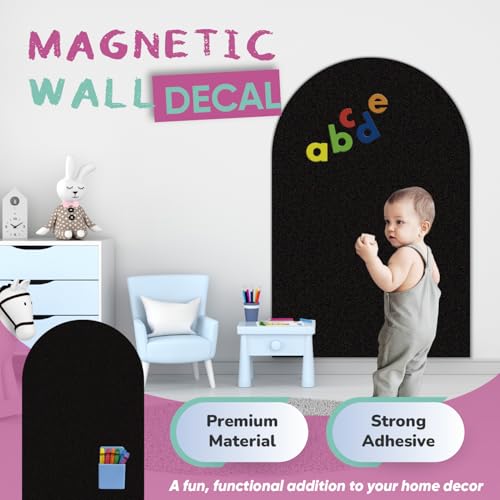 YOUNGJQ Magnetic Arch Wall Decal, Magnetic Chalkboard for Wall 42" x 32" Adhesive Backing Wallpaper (Black)