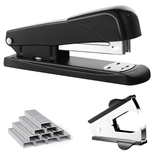 Black Modern Office Stapler, 25 Sheet Capacity, Automatic, Includes 1000 Staples and Staple Remover
