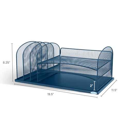 Safco Onyx Mesh 3 Sorter, 3 Tray Desktop Organizer | Durable Steel Mesh & Powder Coat Finish | Home, Office & Classroom Desktop Organization | 19.5"W x 11.5"D x 8.25"H | For Office, Home, Mailrooms